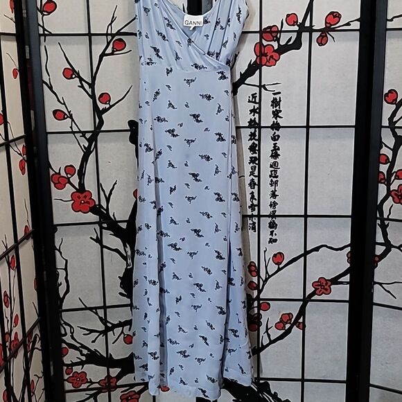 Ganni Printed Georgette Strap Wrap Dress - Picture 5 of 14